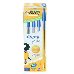 Bic Cristal Original Fine Blue Pen 0.8mm 4 Pieces