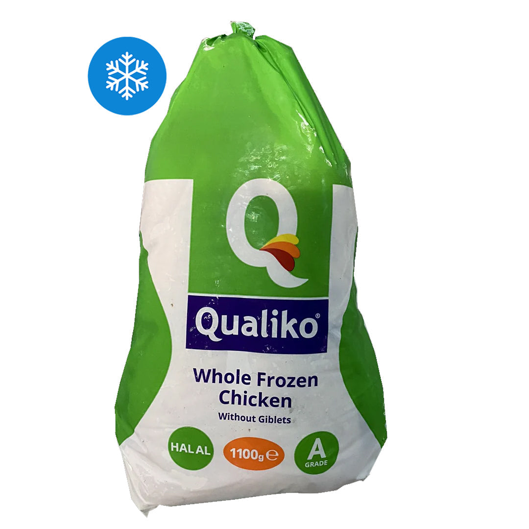 Qualiko whole frozen chicken without giblets 1100g