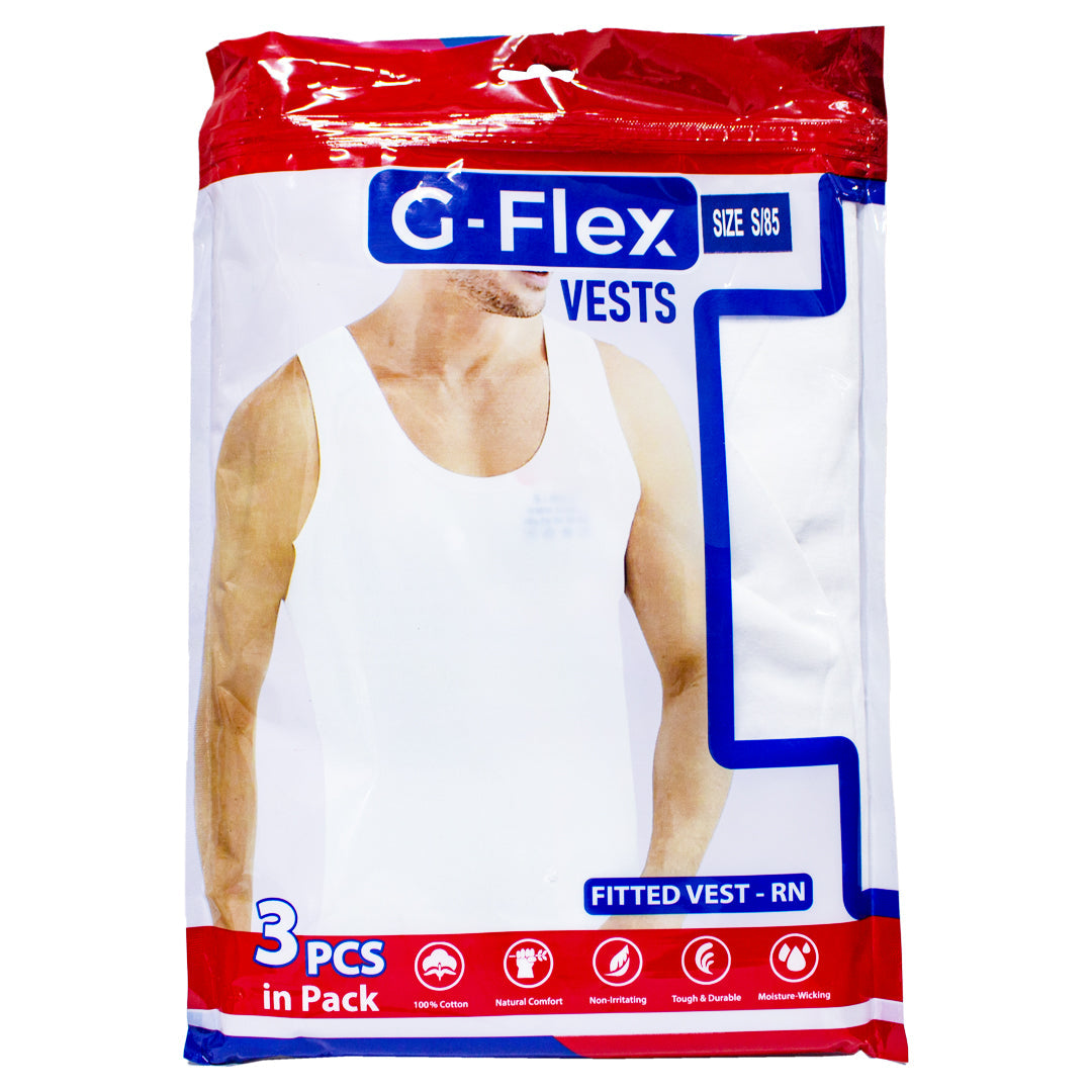 G-Flex white singlet for men size S 3pcs