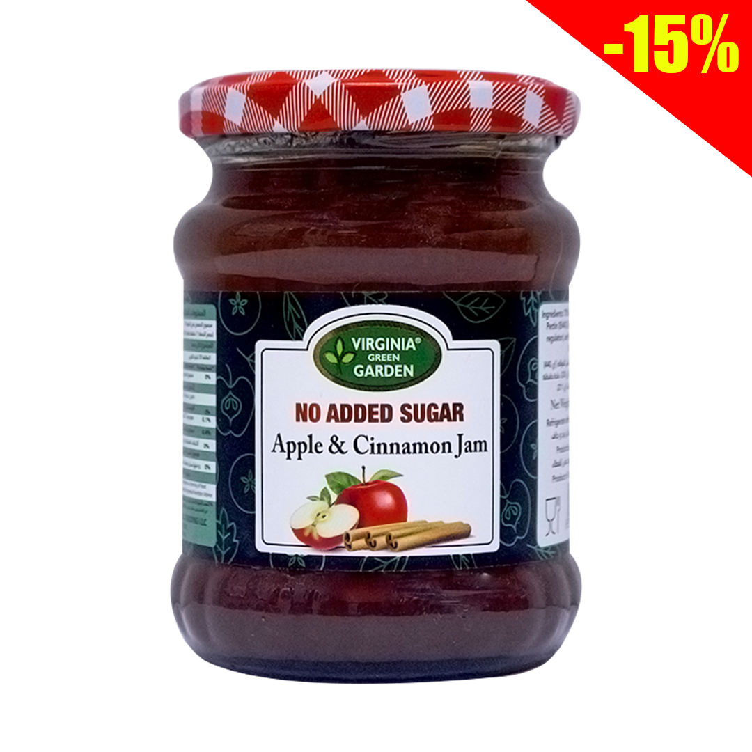 Virginia green garden apple and cinnamon jam no added sugar 250g