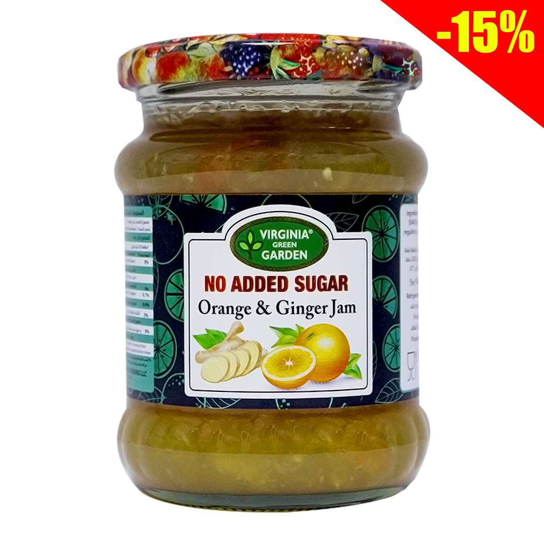 Virginia green garden orange and ginger jam no added sugar 250g