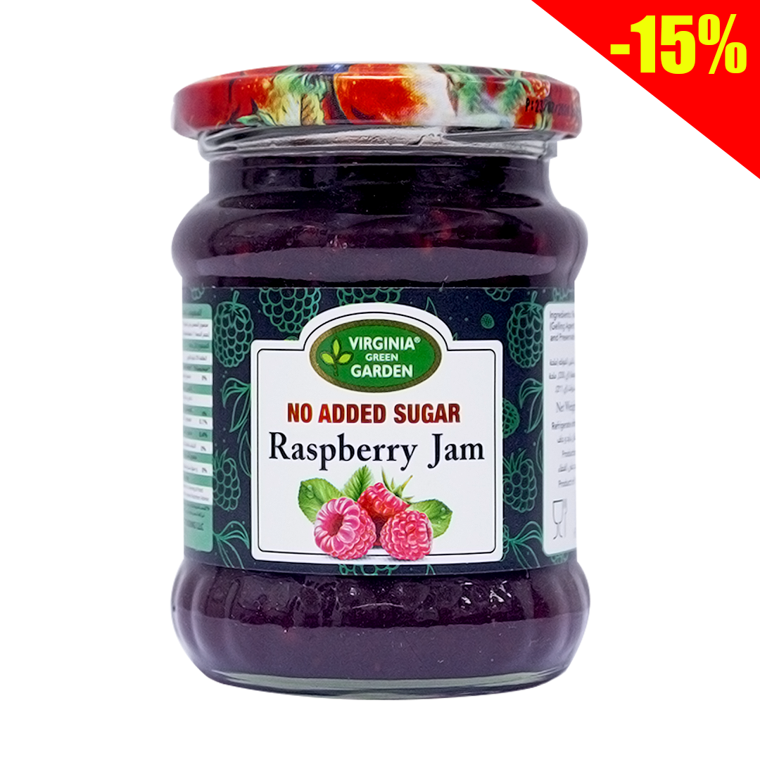 Virginia green garden raspberry jam no added sugar 250g
