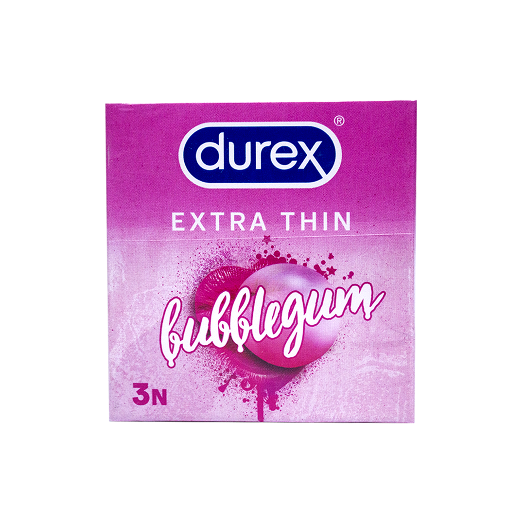 Durex extra thin bubblegum condoms 3pc