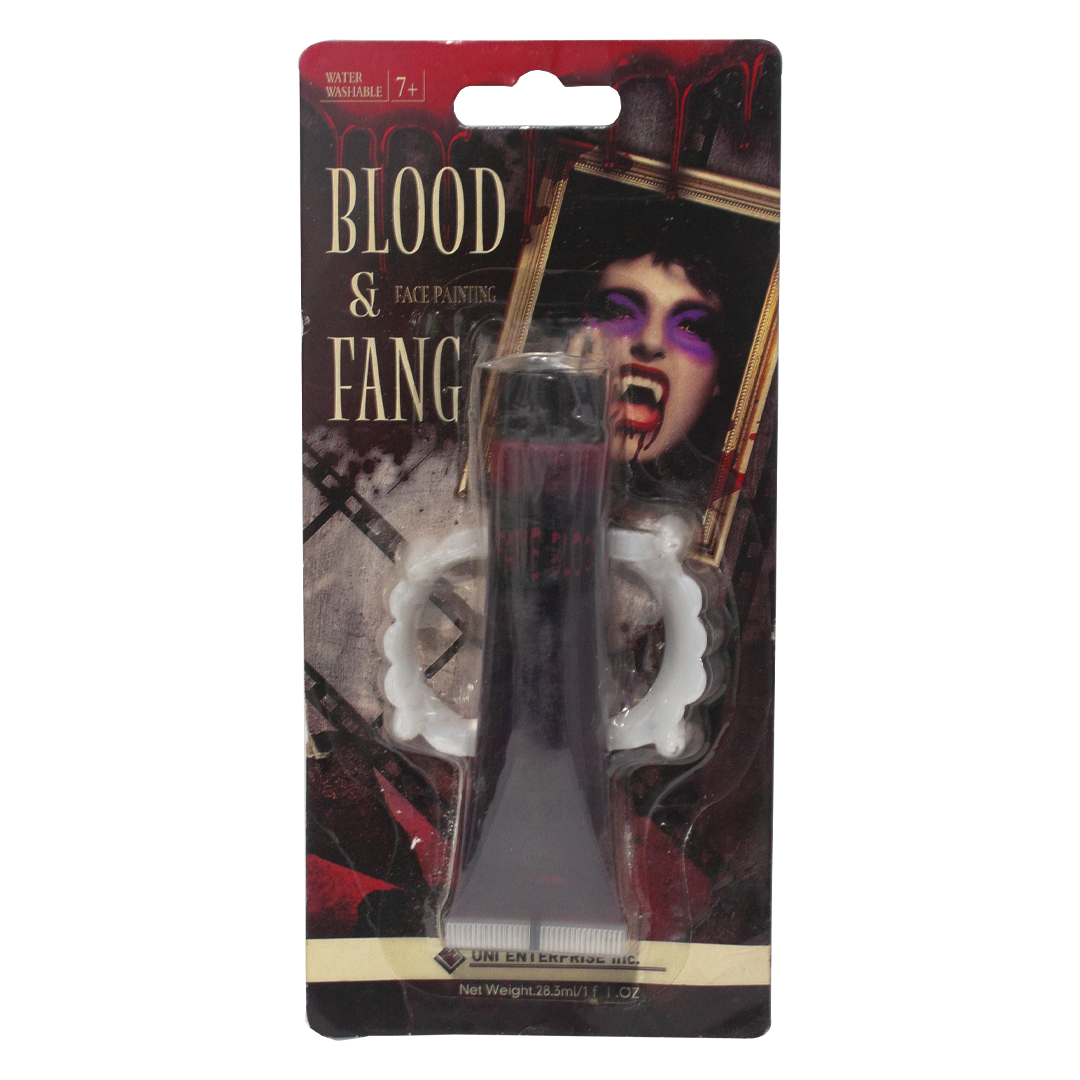 Fake Blood and Fangs Makeup Kit 1 Piece