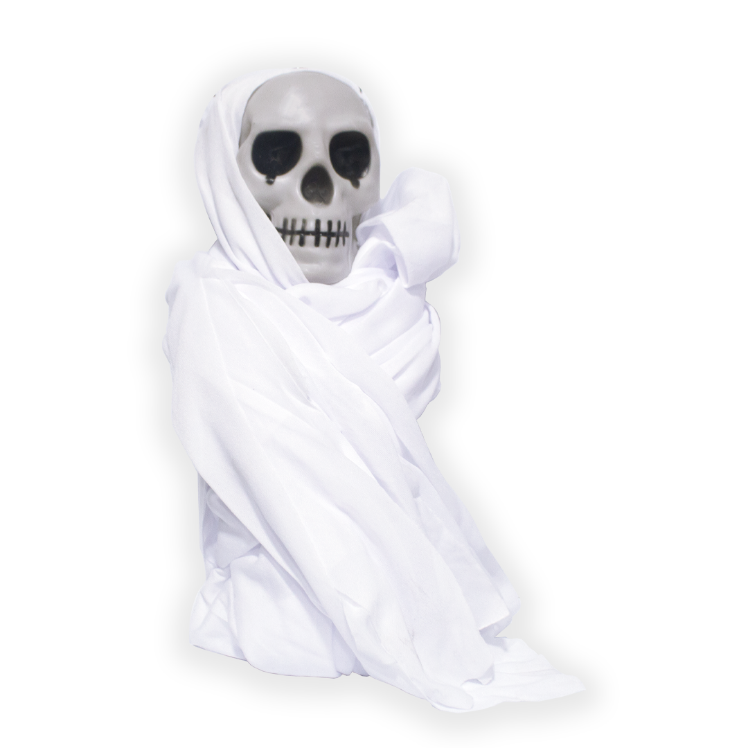 White Shrouded Skull Halloween Decoration 1 Piece