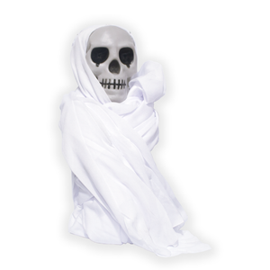 White Shrouded Skull Halloween Decoration 1 Piece
