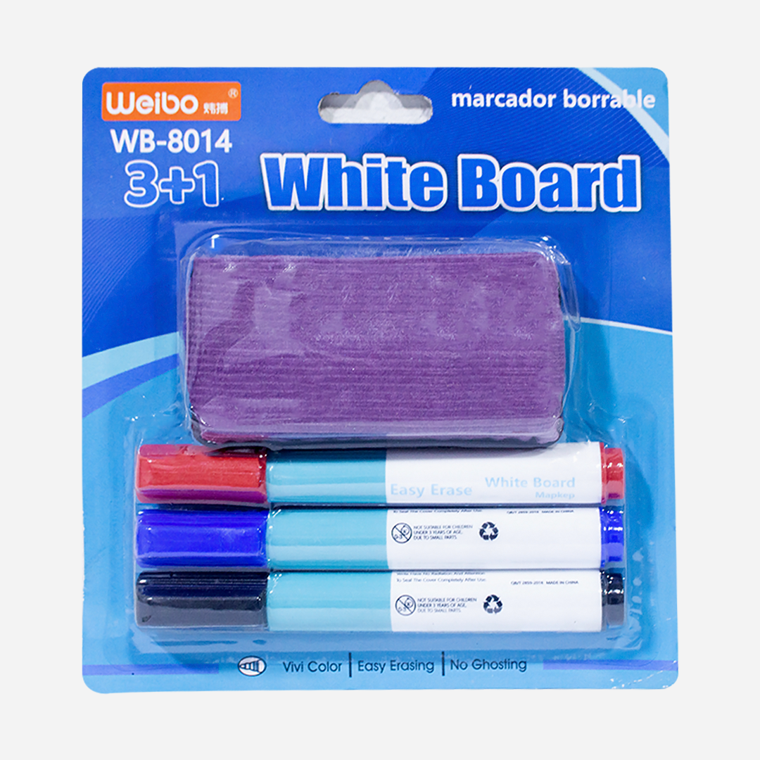 Weibo Whiteboard Markers with Eraser 3+1 Model 8014