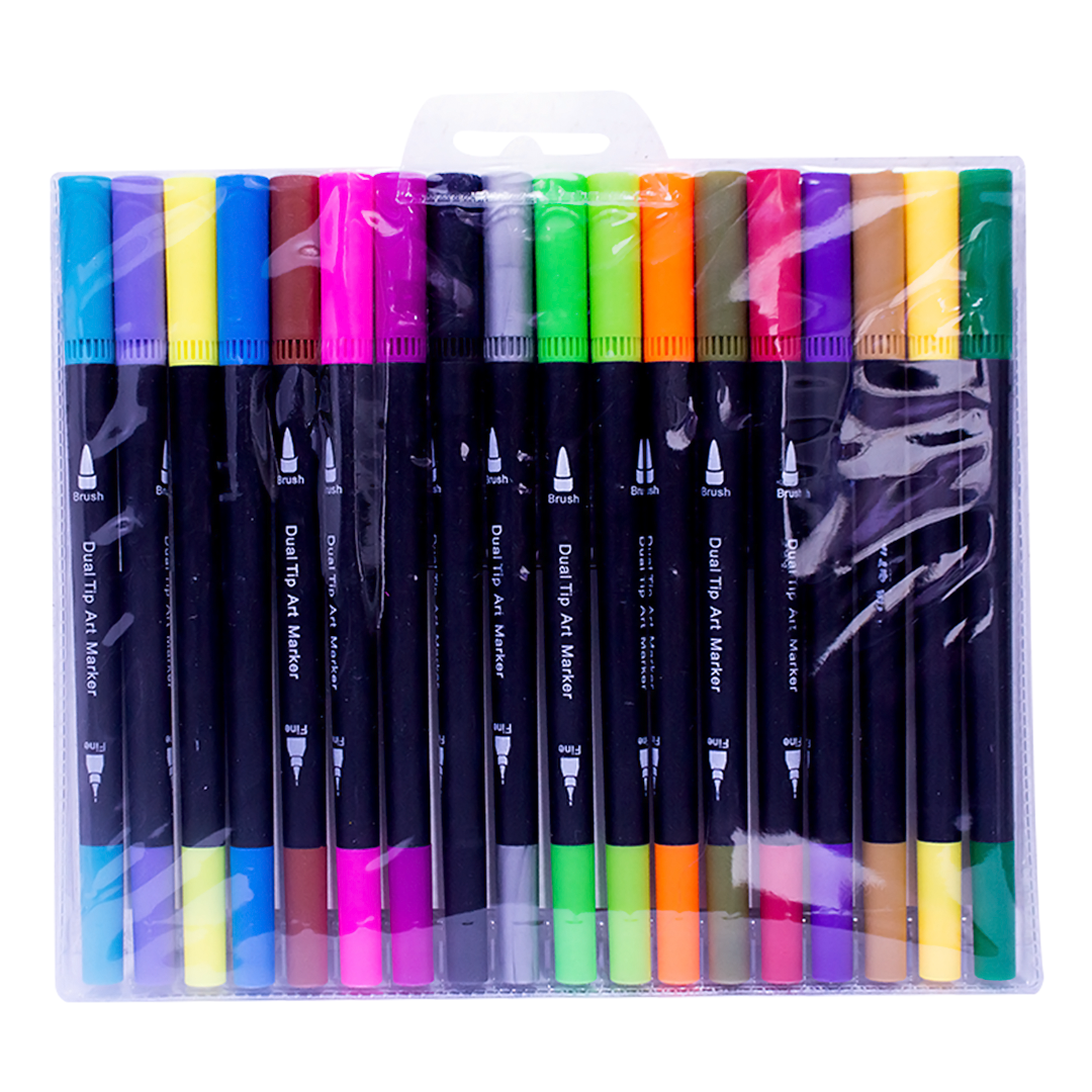 Weibo Dual Tip Brush Pens 18 Colors